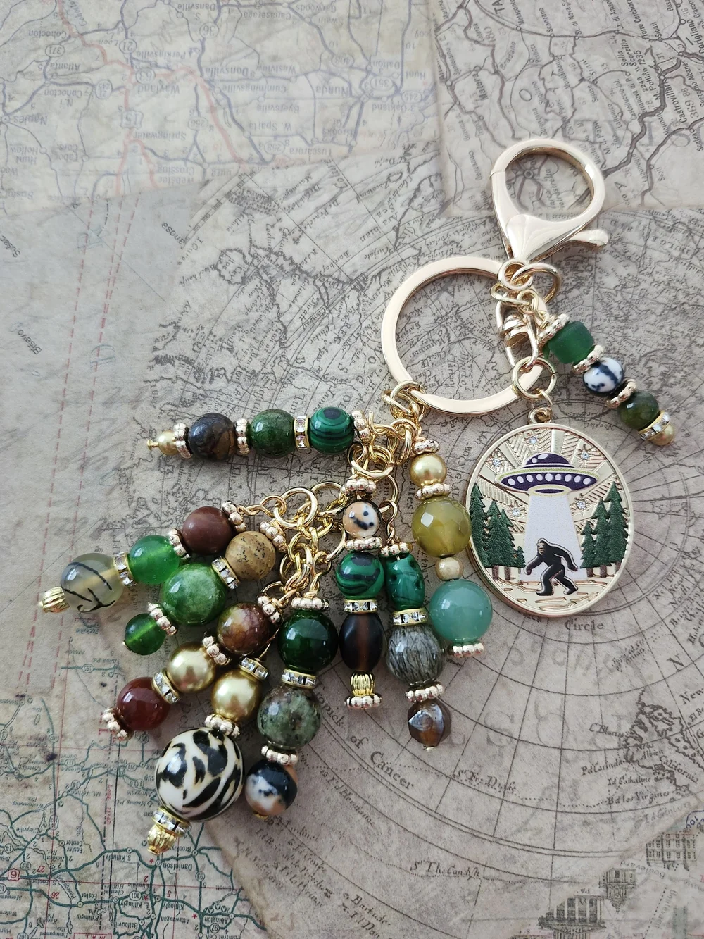 Big Foot Purse Charm or Keychain Aventurine Agate Jasper Jade Handcrafted